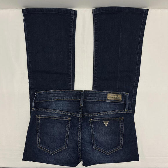 Y2K Guess Kate Boot dark blue wash bootcut low rise jeans size 28 - Picture 2 of 7